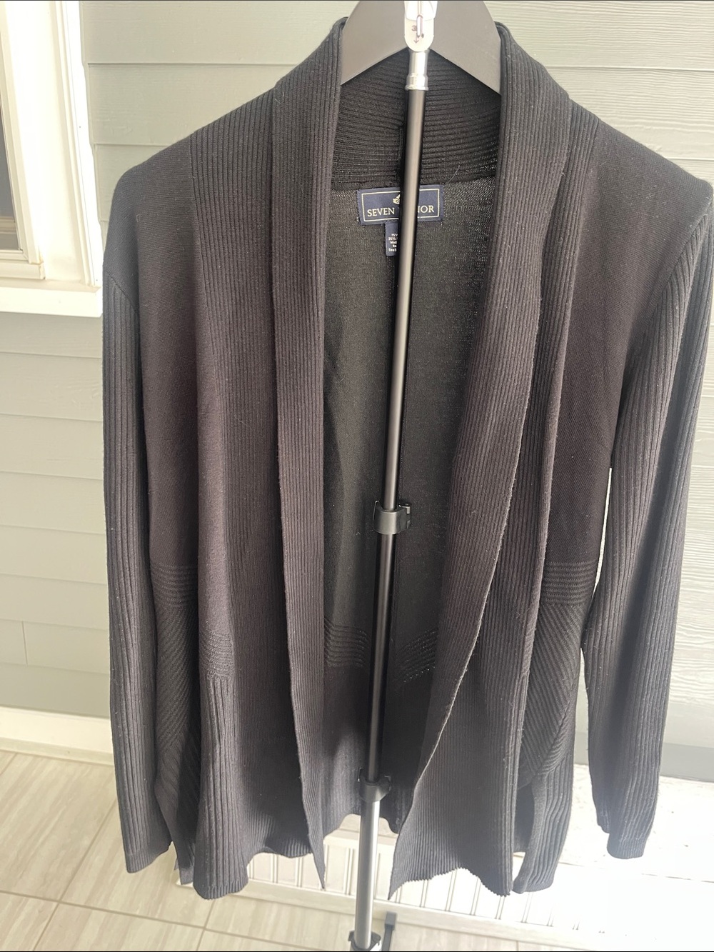 Women’s Black Open-Front Shawl Collar Cardigan Size Medium